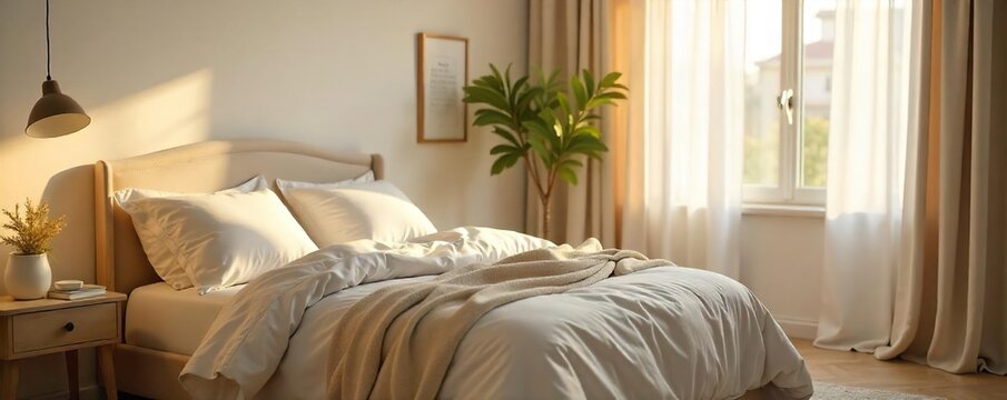 Serene Nursery Soft Lighting, Plush Textiles, and a Peaceful Atmosphere for Expectant Parents.  A Modern Bedroom Decor Ready for a New Arrival.