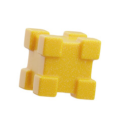3D Plastic Resin Abstract Yellow Hexagonal Stack
