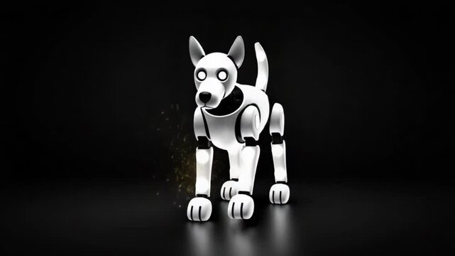 Animated Robot Dog: A Walking, Sitting Animation of a futuristic robo canine model, 3D rendering,