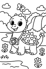 ankylosaurus dinosaur coloring page for kids.eps