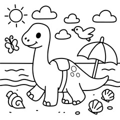 brachiosaurus dinosaur coloring page for kids.eps