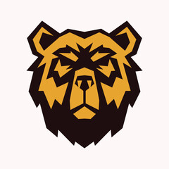 Bear head animal portrait logo icon illustration mascot profile 