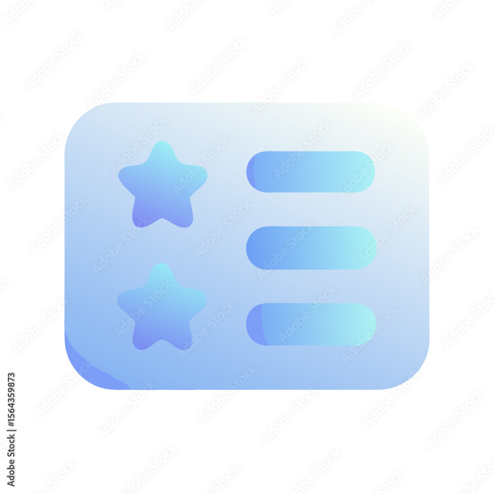 Poster vector art of two blue gradient stars with three lines below, indicating a rating, isolated on trans