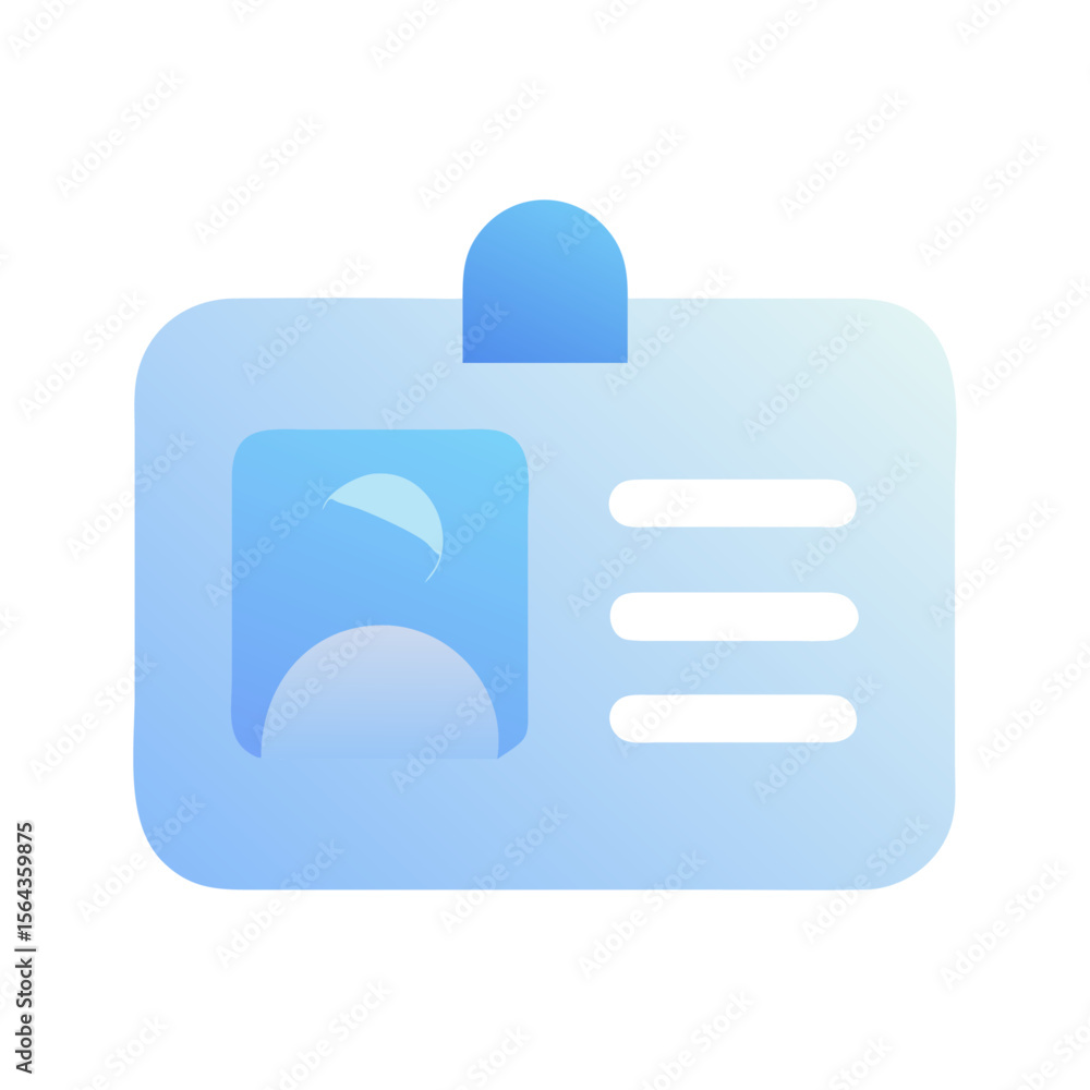 Poster vector art of a blue gradient identification card with a profile picture and lines of text, isolated