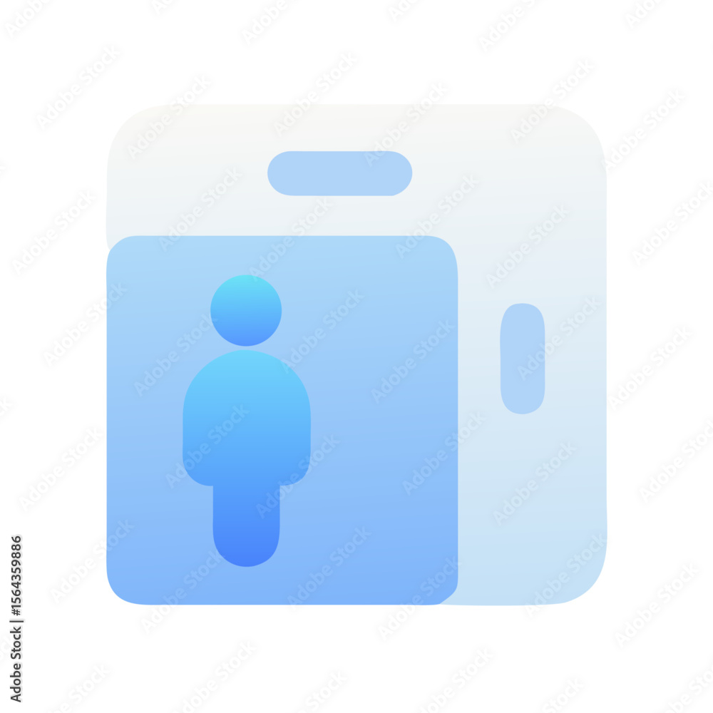 Poster vector art of a light blue gradient icon of a person inside a square, isolated on transparent backgr