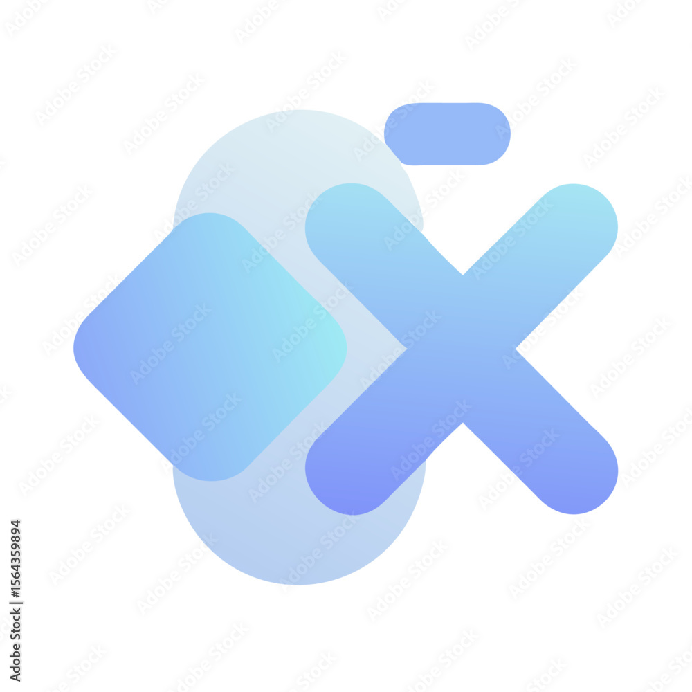 Poster vector art of a stylish blue gradient x icon, isolated on transparent background, is ideal for user 