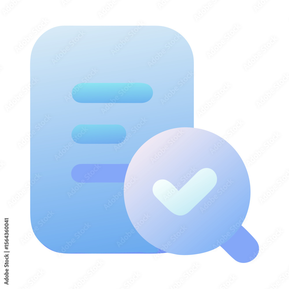 Poster vector art of a blue gradient icon showing a document with a check mark, isolated on transparent bac