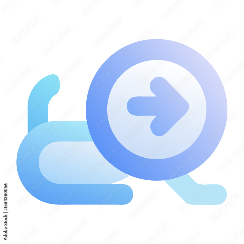 Poster vector art of a blue gradient arrow icon in a circle, pointing right, isolated on transparent backgr
