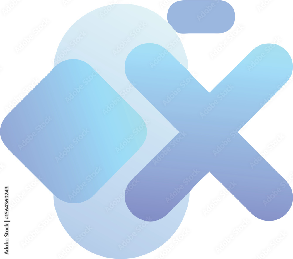 Poster vector art of a stylish blue gradient x icon, isolated on transparent background, is ideal for user 
