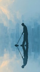 A man is cleaning a floor with a mop