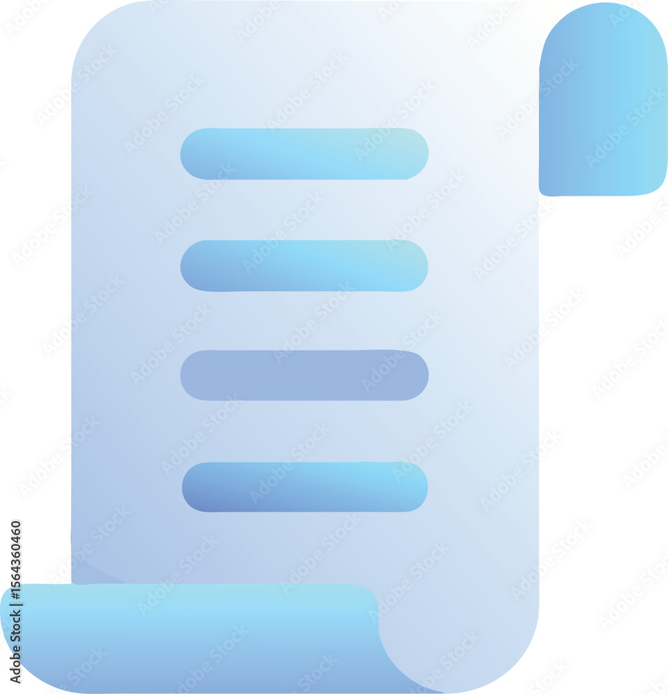 Poster vector art of a light blue document with lines of text, isolated on transparent background