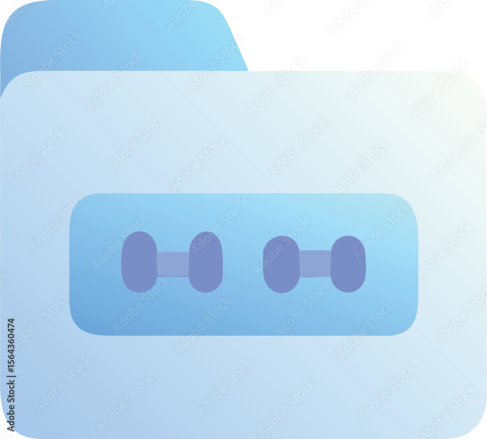 Poster vector art of a blue gradient folder icon with a password lock, isolated on transparent background