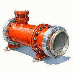 Watercolor illustration of a single oil pipe section