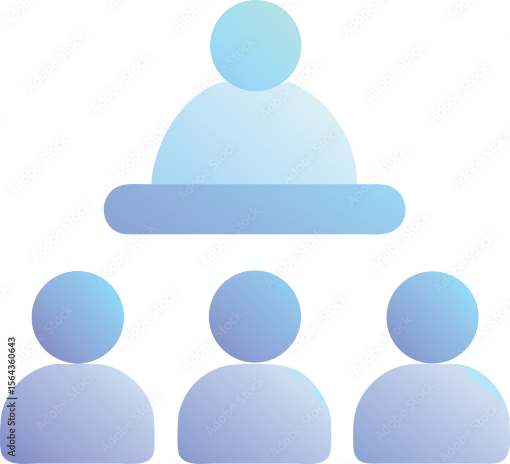 Aufkleber vector art of a team meeting icon with a presenter and three attendees, isolated on transparent back