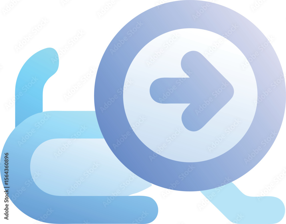Poster vector art of a blue gradient arrow icon in a circle, pointing right, isolated on transparent backgr
