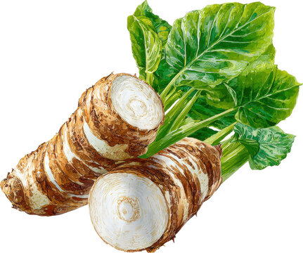 Arrowroot, watercolor by Thomas W. Schalle, clipart, die cut, perfection, hyper-realistic, centered image, isolated white background