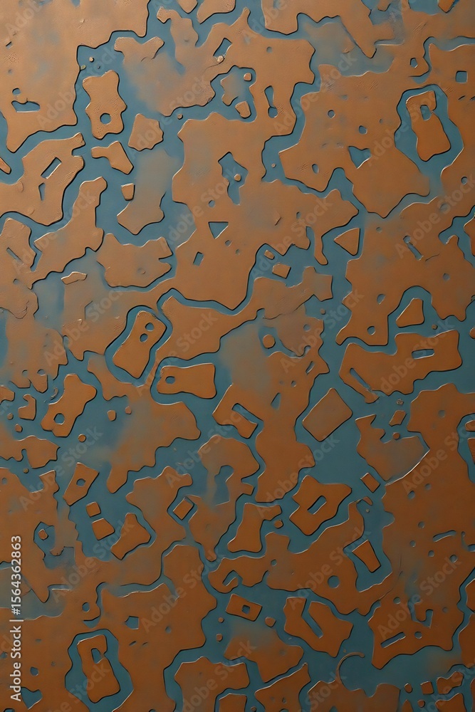 Poster abstract copper and teal interlocking pattern with subtle topographic feel