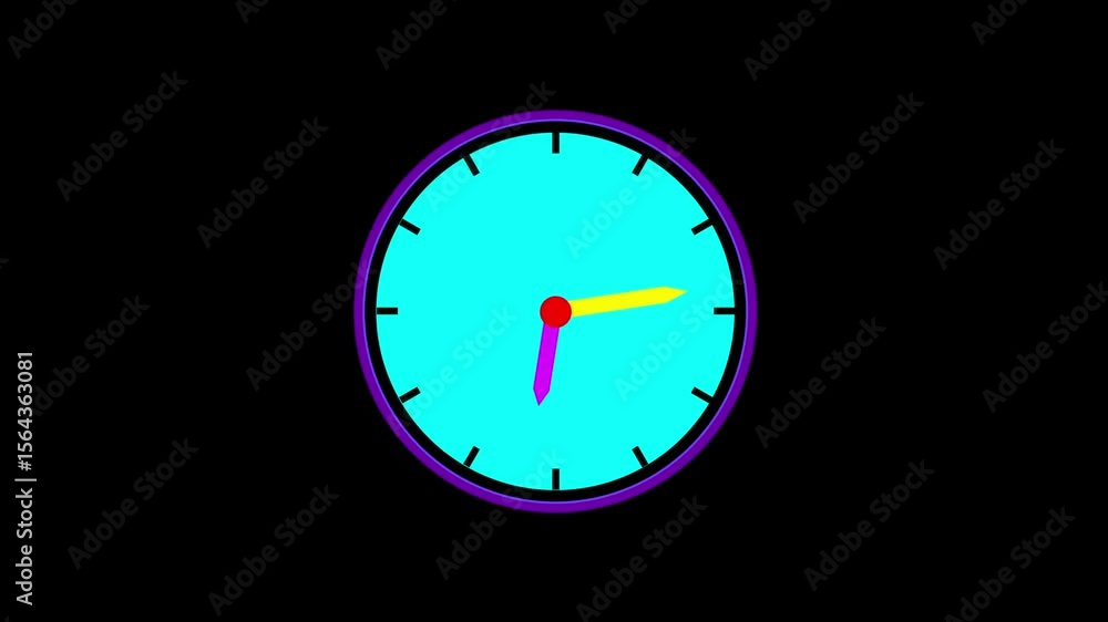 Poster clock icon animation 24 hours counting on black background. spinning animation time clock.