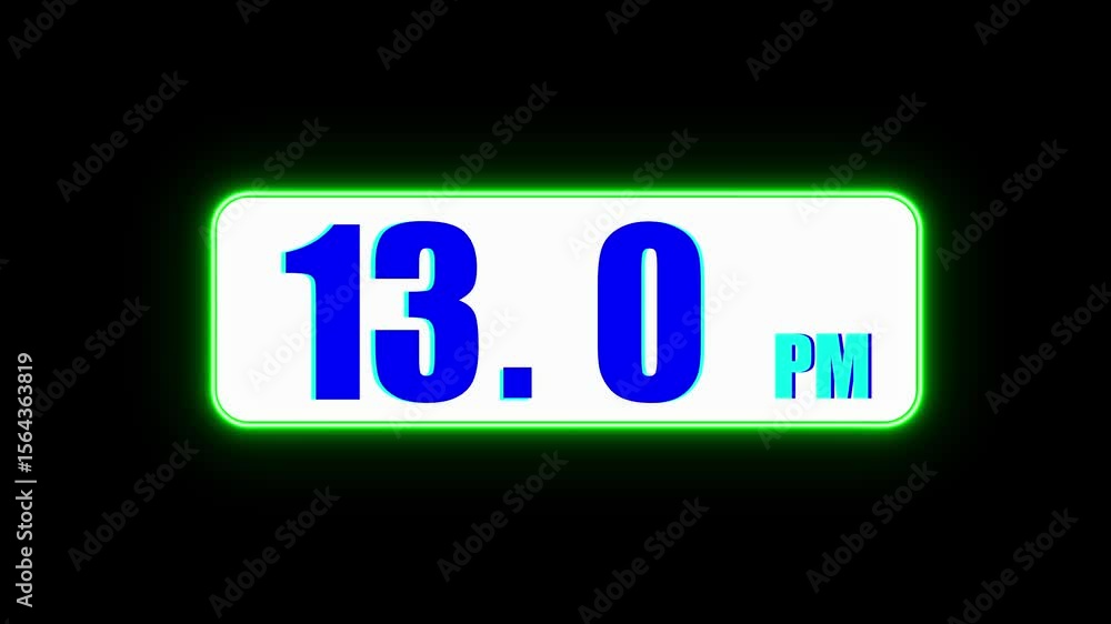 Poster neon digital clock display 24 hours counting timer. on black background.