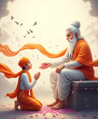 Guru Purnima Spiritual Moment of Knowledge Transfer from Guru to Loyal Disciple