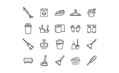 Collection of Household Cleaning Tools and Appliances.