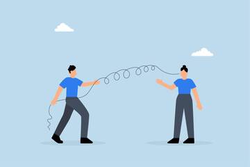 business manager listens to customer comments helps to solve problem.