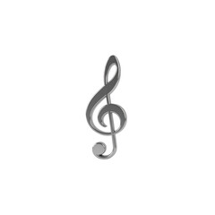 Fototapeta premium A shiny silver treble clef stands out as a musical symbol on a clean white background
