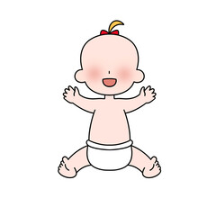 A cartoon baby with a red bow on her head and a smile on her face