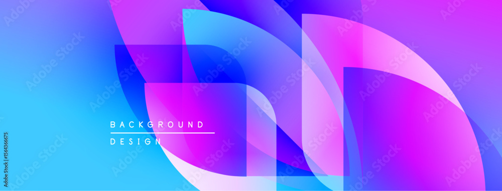 Poster abstract gradients overlap, creating dynamic visual effect. blue, purple hues dominate design, text 