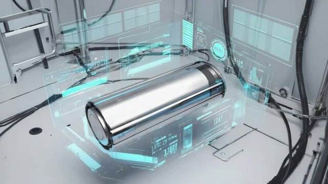 Diagnostic process futuristic aesthetic on the next gen battery tech concept 