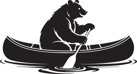 Bear Canoeing on Water transparent isolated vector
