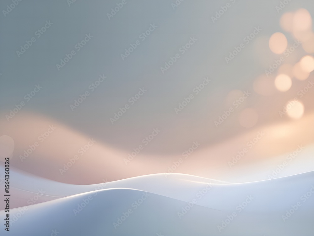Poster soft pastel abstract background with gentle waves and subtle bokeh lights creating a serene and calm