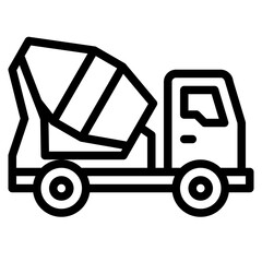Concrete Mixer Icon, Line style icon vector illustration, Suitable for website, mobile app, print, presentation, infographic and any other project.