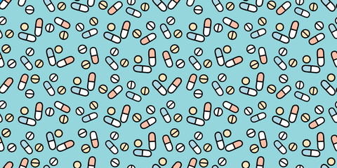 Seamless Pattern of Medical Icons Background Design.
医療アイコンのシームレスパターン　背景素材