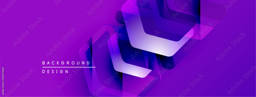 Poster Purple abstract background features layered geometric shapes. Modern design elements create dynamic visual effect.