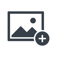 Add image icon, new photo upload, picture gallery, media file, digital content creation