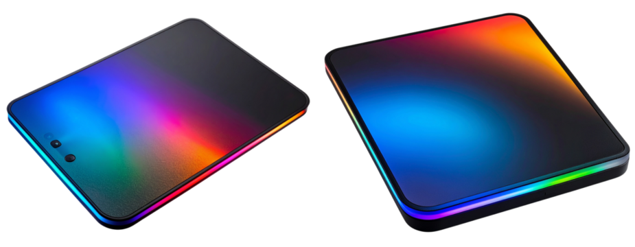 Modern Gaming Mouse Pad with RGB Neon Edge Lighting, isolated on transparent background PNG