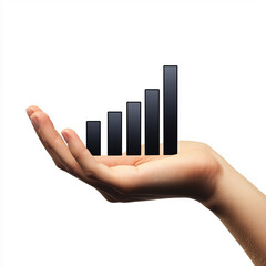Hand Presenting a Rising Bar Chart Representing Growth and Success made with generative AI
