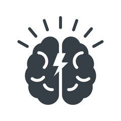 Brain with lightning bolt, idea, creativity, innovation, intelligence, brainstorm, smart mind