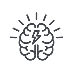 Brain with lightning bolt, idea, creativity, innovation, intelligence, brainstorm, smart mind