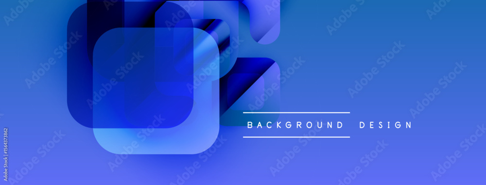 Poster Abstract blue layers create dynamic visual effect. Gradient background suggests modern design elements, simplicity.