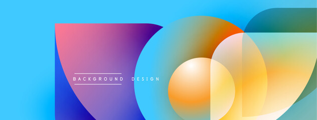 Abstract colorful design features overlapping circles, gradients. Blue background provides vibrant contrast, modern aesthetic. Text reads background design.