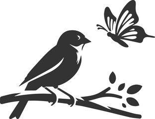 Finch bird black vector drawing silhouette illustration