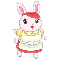 ウサギのハンバーガーショップ店員のイラスト