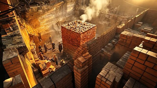 Brick kiln with workers