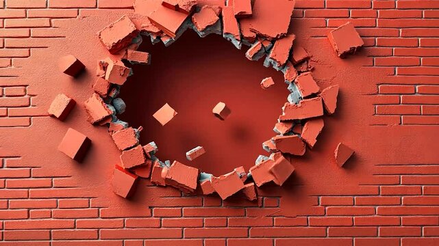 Brick wall with a circular hole