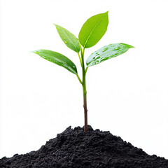 A young plant sprouting from the soil, showing growth and new life. made with generative AI
