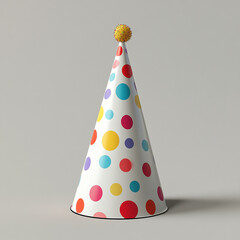 : A colorful party hat with polka dots and a pom-pom for a birthday celebration. made with generative AI

