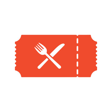 Restaurant meal ticket icon, food coupon, dining voucher, discount, culinary experience symbol