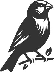 Obraz premium Finch bird black vector drawing silhouette illustration